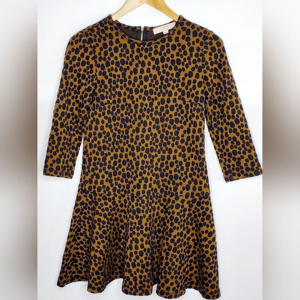 Ann Taylor Loft 3/4 Length Sleeve Leopard Print Dress or Tunic XS Brown & Black